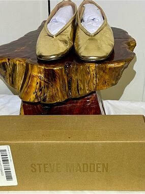 NIB! Steve Madden Leni Metallic Gold Slip-On Ballet Flats Wo 6.5